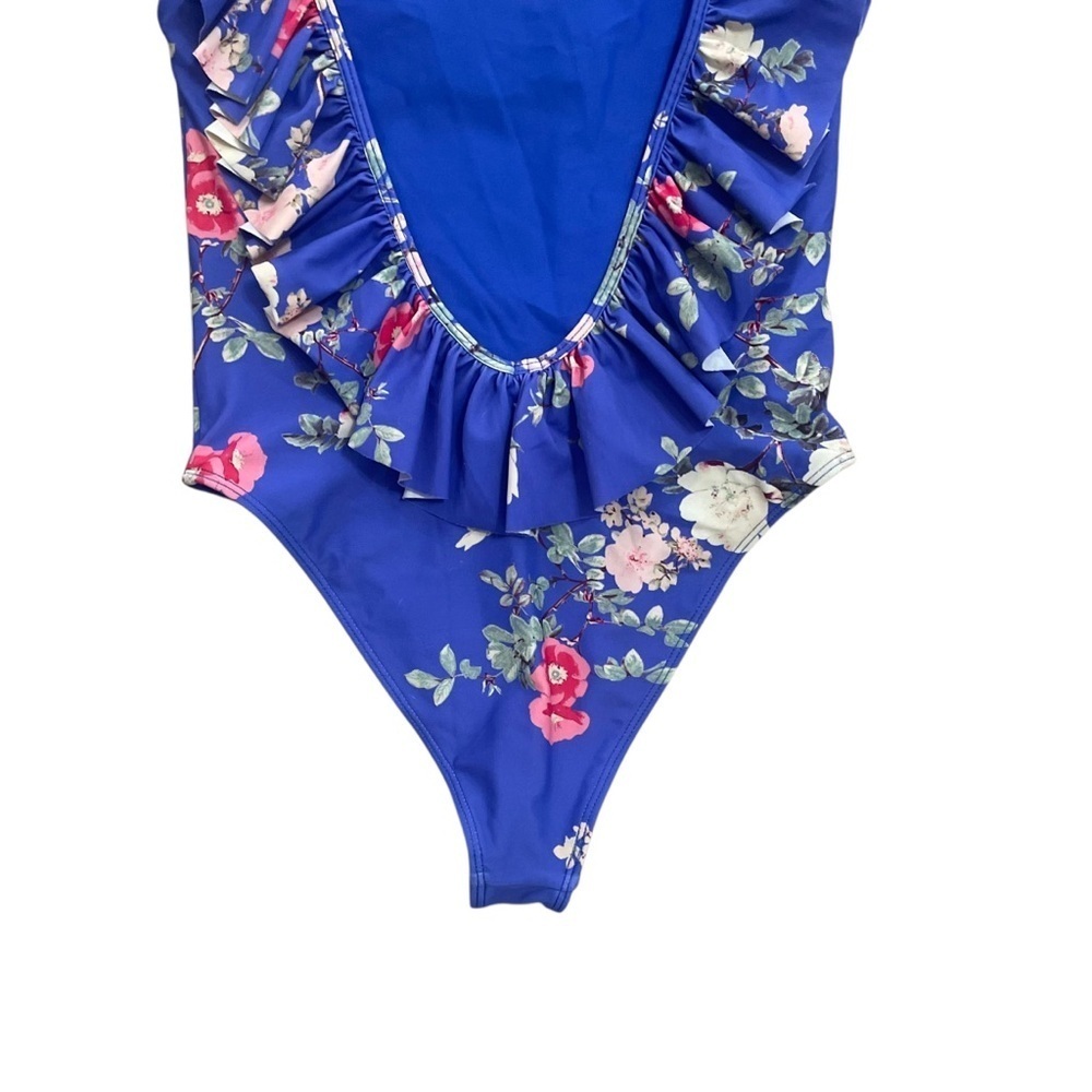 Lovers + Friends Flutter By One Piece Swimsuit Ruffle Floral Blue Size Small - Picture 6 of 9